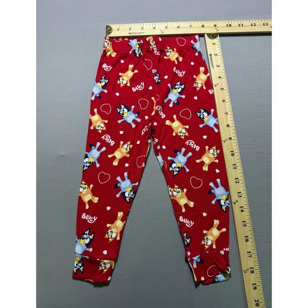 Bluey and Pretzel Character Valentines 2-Piece Pajama Set Toddlers 2T Red Comfy